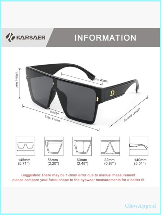 Oversized Square Flat Top Sunglasses with UV400 Protection main image 4